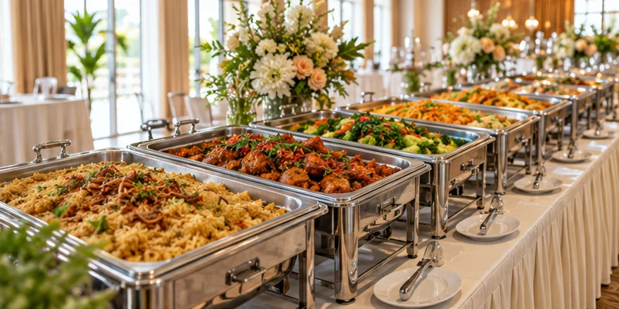 Ilustrasi susunan buffet dalam ruang majlis