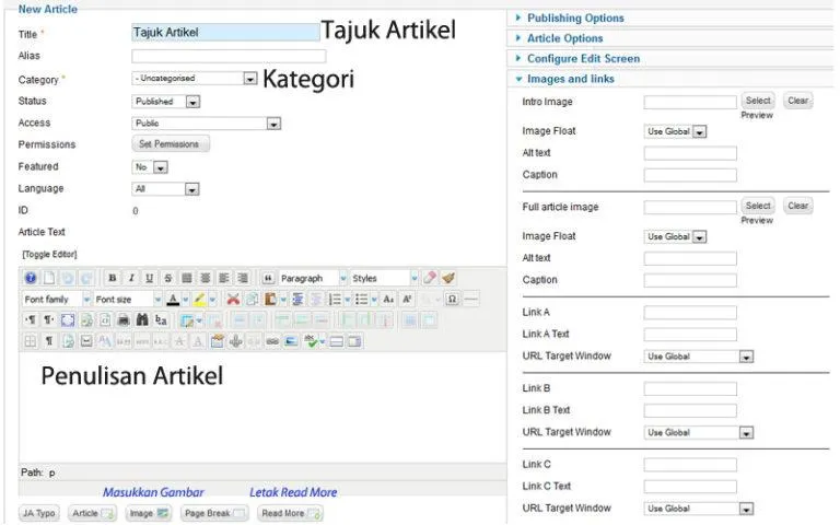 Cara Masukkan Post di Laman Web Joomla