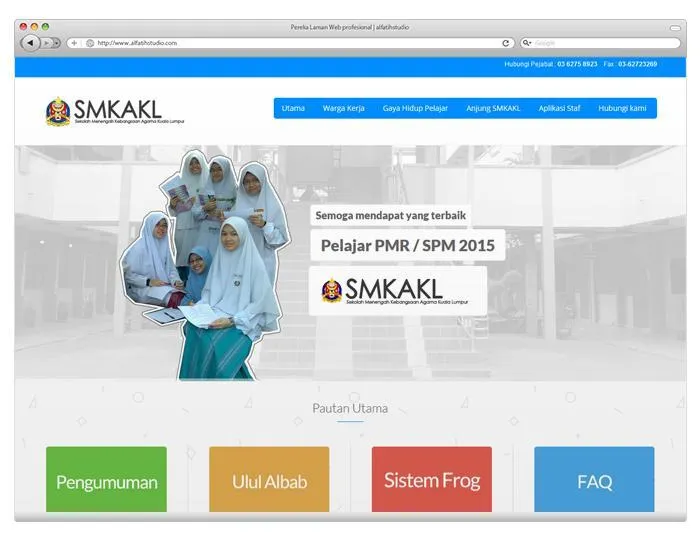 Paparan projek website Laman Web Sekolah Menengah Kebangsaan Agama Kuala Lumpur oleh Alfatih Studio