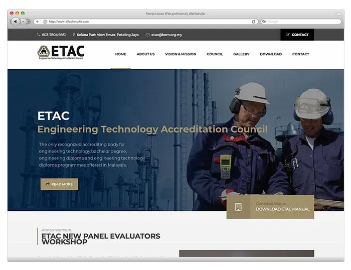 Paparan projek website Laman Web ETAC oleh Alfatih Studio