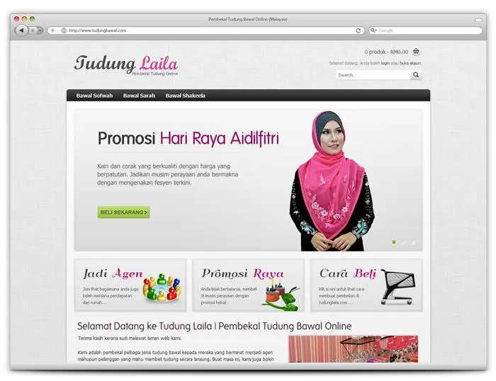 Website project preview: TudungLaila.com — E-Commerce Website by alfatihstudio