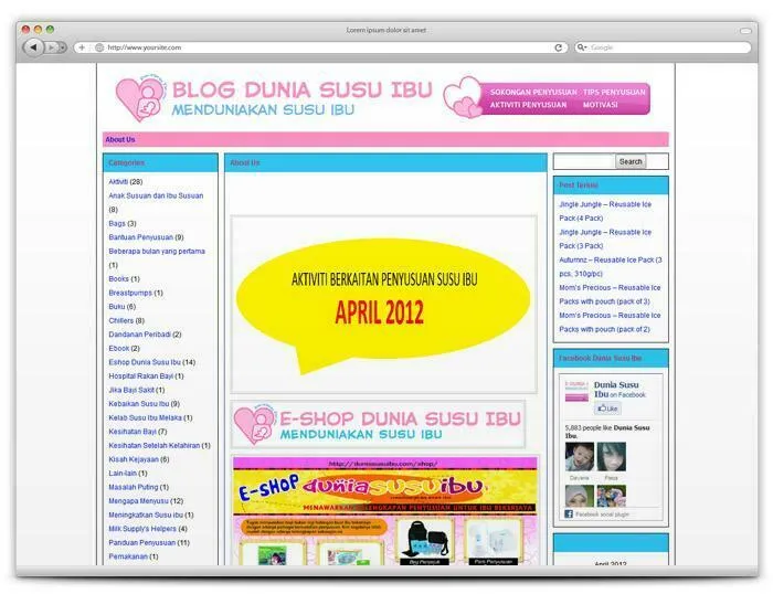 Website project preview: DuniaSusuIbu.com — Blog by alfatihstudio