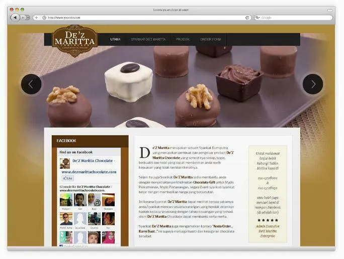 Website project preview: DezMarittaChocolate.com — Website by alfatihstudio