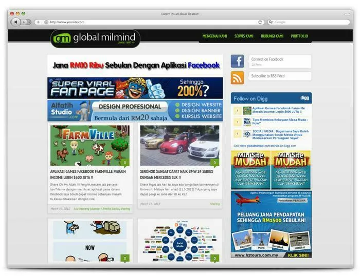 Website project preview: Globalmilmind.com — Blog by alfatihstudio