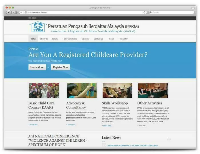 Website project preview: Persatuan Pengasuh Berdaftar Malaysia (PPBM) — Website by alfatihstudio