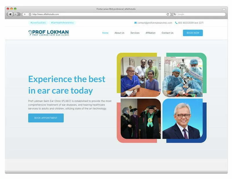 Paparan projek website Website Klinik Prof Lokman Saim Ear Clinic (PLSEC) oleh Alfatih Studio