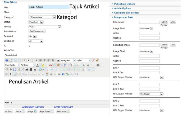Cara Masukkan Post di Laman Web Joomla