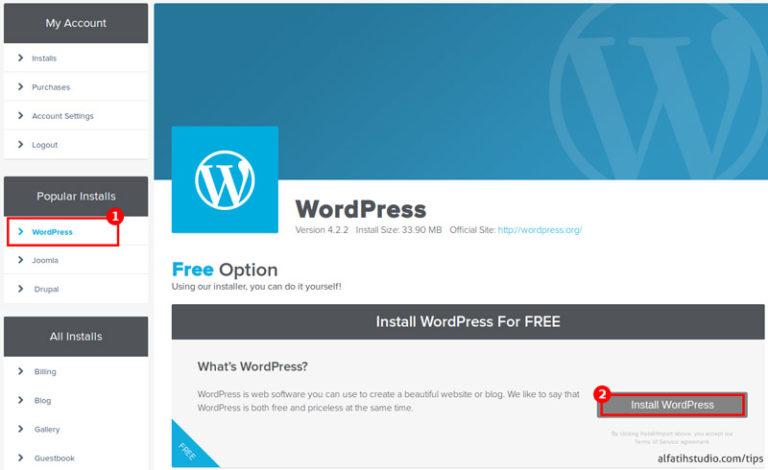Cara Install WordPress Menggunakan Quick Install