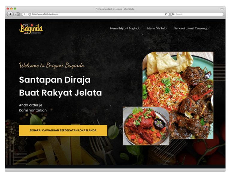 Website Restoran Briyani Baginda