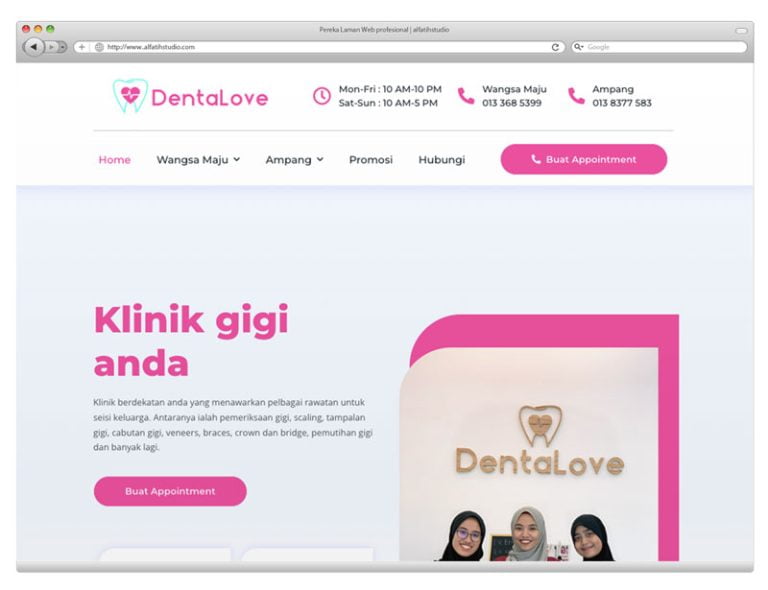 Website Klinik Pergigian Dentalove.my