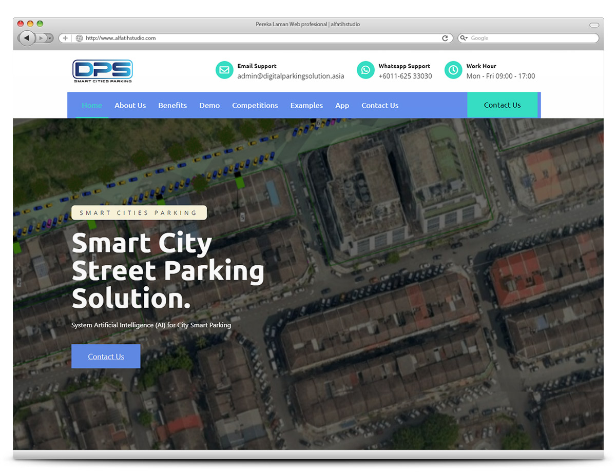 Mockup website digital parking solution big