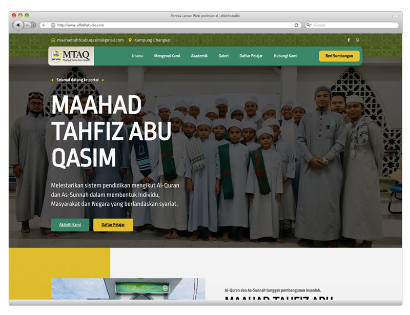 Paparan website Maahad Tahfiz Abu Qasim