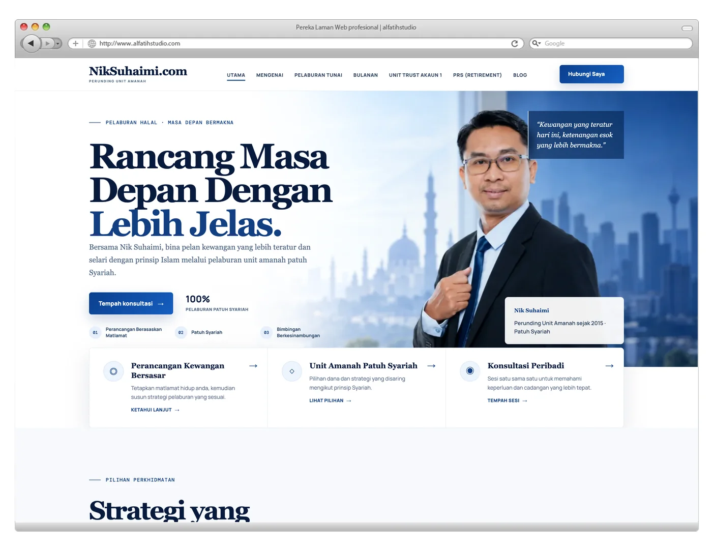 Mockup reka bentuk baharu NikSuhaimi.com selepas pemulihan malware dan penambahbaikan website oleh alfatihstudio