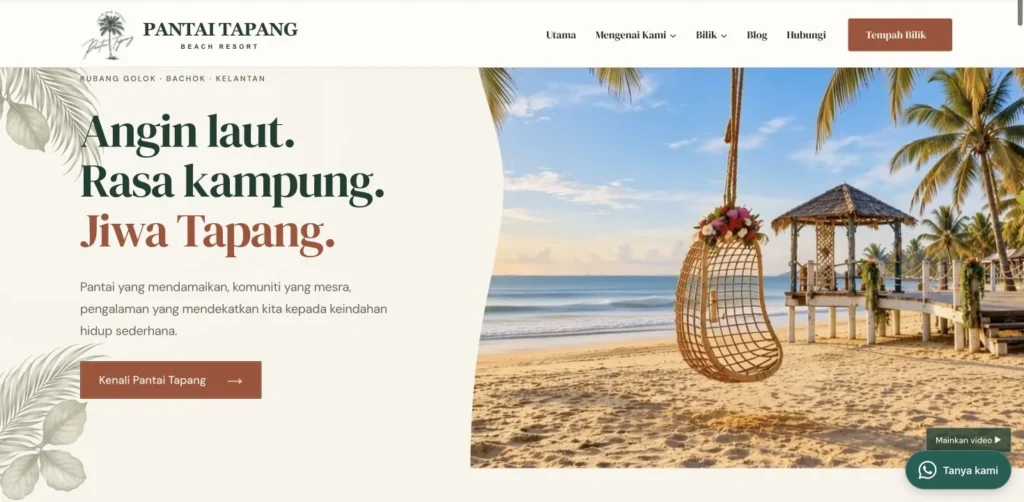 Paparan projek website Website Pantai Tapang Beach Resort oleh Alfatih Studio