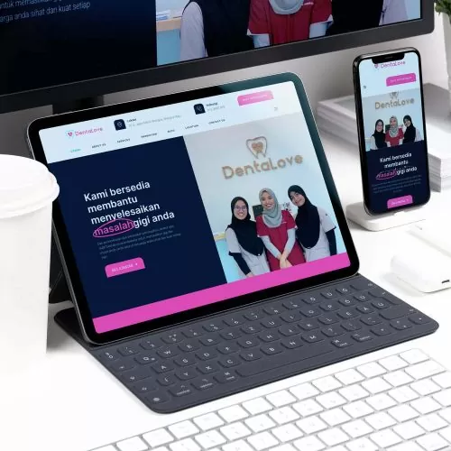 Paparan website Dentalove pada tablet dan telefon